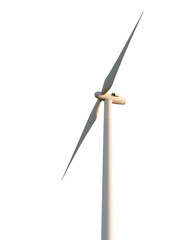 wind turbine in the wind isolated on white background