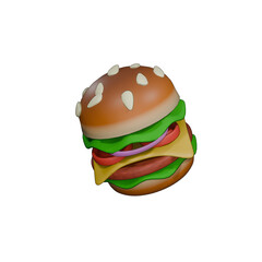 3d illustration of a cheeseburger