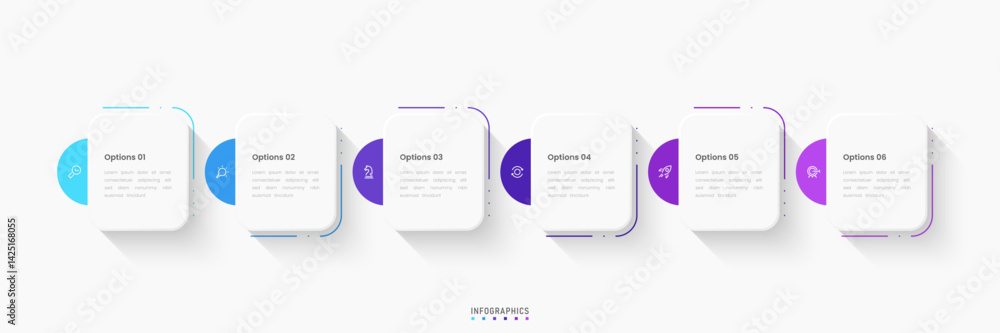 Wall mural vector infographic label design template with icons and 6 options or steps. can be used for process 