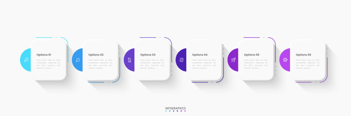 Vector Infographic label design template with icons and 6 options or steps. Can be used for process diagram, presentations, workflow layout, banner, flow chart, info graph.