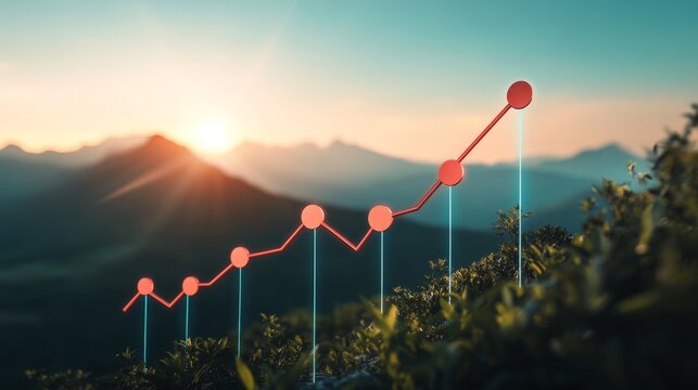 Business growth insights mountain landscape graphical representation natural environment optimistic viewpoint data visualization