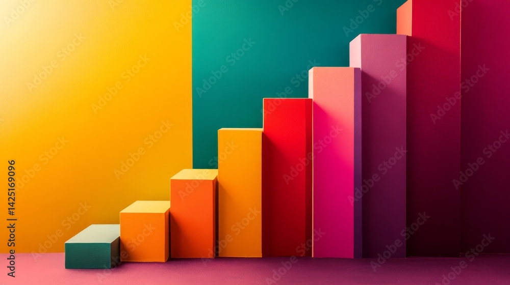 Aufkleber growth progress visualization colorful bar chart business environment graphic design creative viewpo