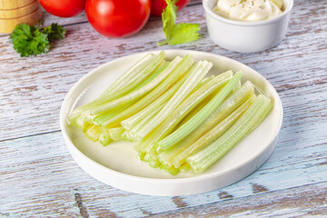 Dietary green celery stick heap
