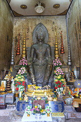 Phra Nakhon Si Ayutthaya, Thailand- 14 January 2018: Phra Khanthararat is a green stone Buddha statue in Wat Na Phra Meru Rachikaram