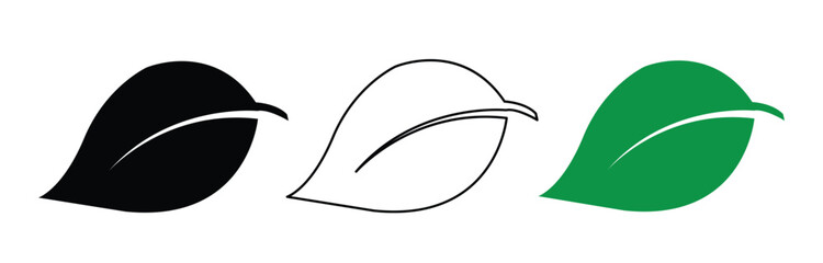 Leaf icons set. Leaves icon on transparent background. Collection green leaf. Elements design for natural, eco, vegan, bio labels. Vector illustration in EPS 10.