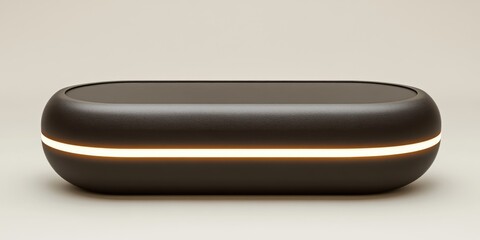 Modern, Dark-Colored, Oval-Shaped Object with Light Strip