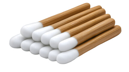 Obraz premium Realistic Photo of Stacked Cotton Swabs with White Tips on Isolated Background