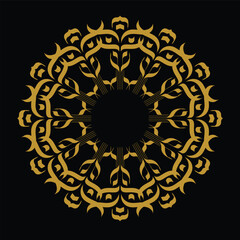 Elegant golden mandala design with intricate patterns, creating a mesmerizing ornamental artwork over a dark backdrop