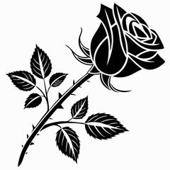 Black silhouette of a rose flower. Vector illustrations. stock illustration