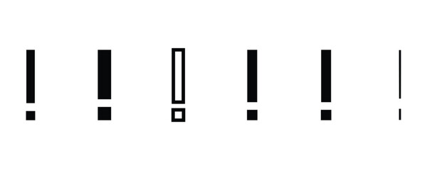 Exclamation mark icon set, exclamation mark icon vector set in fill and outline style isolated on white background.
