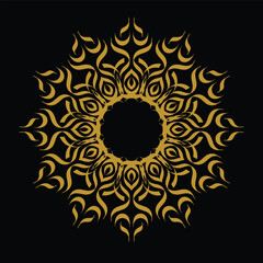 Golden Ornamental Mandala Design Isolated on Black Background