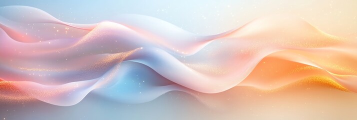 Obraz premium Abstract Flowing Fabric with Glittering Light in Blue Peach Colors