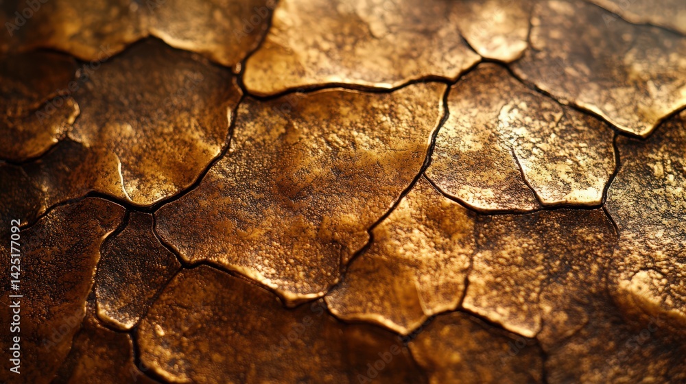Poster abstract golden mosaic texture with intricate lines creating a complex pattern