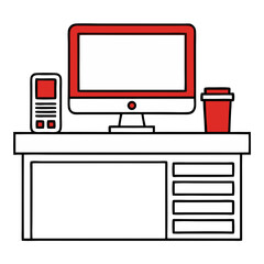 A flat vector illustration displays a TV and computer screen, representing digital electronic technology