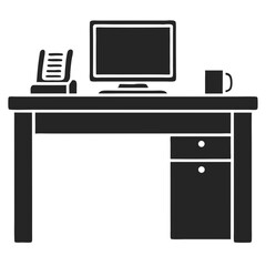 A desktop computer and monitor illustrate modern technology with a digital screen, essential equipment for business and office use