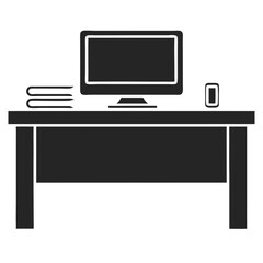 A desktop computer and monitor illustrate modern technology with a digital screen, essential equipment for business and office use