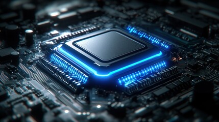 High-tech CPU on circuit board