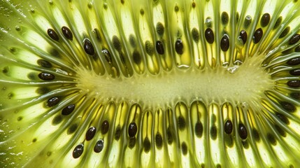 Kiwi Fruit Slice Close-Up Showing Seeds and Flesh