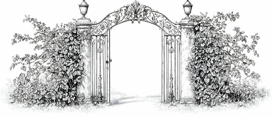 Ornate Garden Gate with Lush Vines