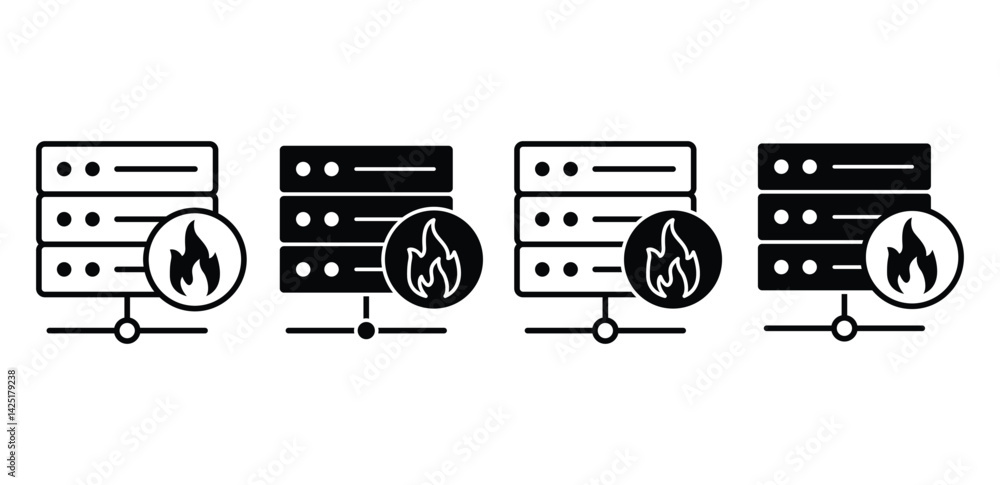 Poster network server firewall security system icons vector design