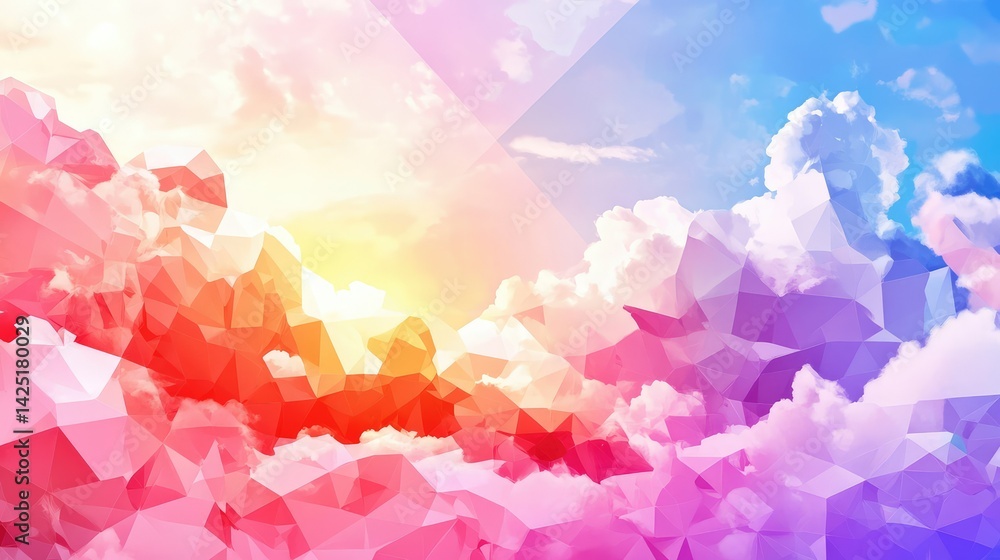 Poster monochromatic geometric polygon art in a minimal low-poly background