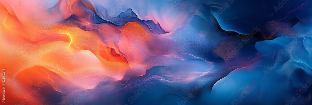 Poster abstract swirls of orange and blue creating a dynamic visual effect