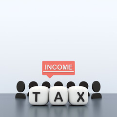 3D Income Tax Concept with People Icons for Finance and Revenue Illustration