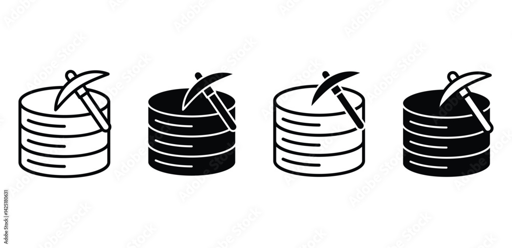 Aufkleber mining database icon black and white vector illustration of data extraction
