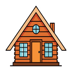 Wooden house icon on a white background representing a simple home design