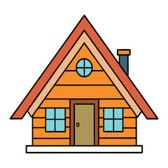 Simple house icon with a white background, featuring a roof, door, and window, representing residential architecture and home design