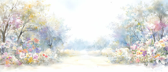 Watercolor Springtime Landscape