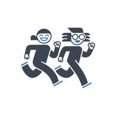 People Running Together Icon