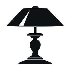 Black table lamp with shade isolated on white background