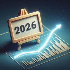 Future market prediction for 2026 shown with a calendar and upward financial chart