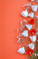 white flowers on wooden background