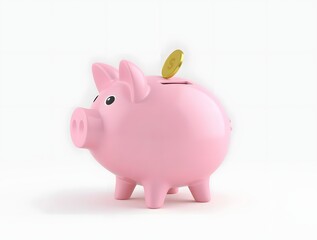 Obraz premium Piggy Bank with Coin: Savings and Financial Security