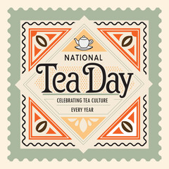 National Tea day vintage style vector artwork 