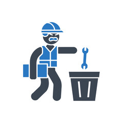 Worker Throwing Tools Icon