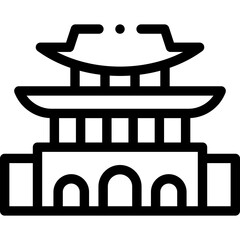 Korea line editable icon. Editable stroke. Vector illustration.