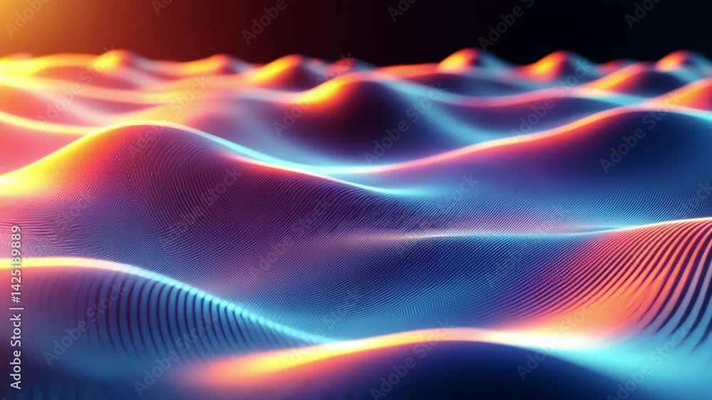 Poster Abstract colorful wave patterns with glowing edges