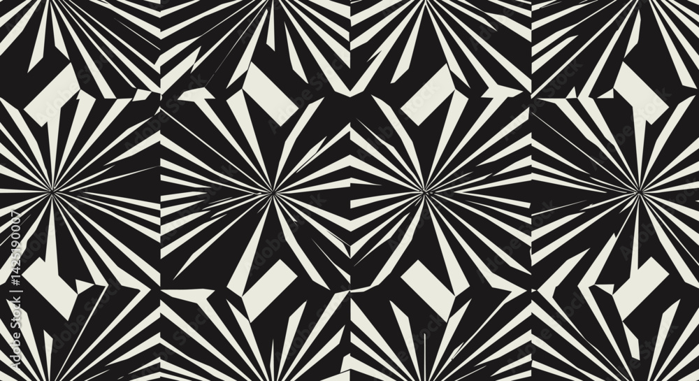 Poster geometric burst a dynamic pattern of radiating lines and bold contrasts
