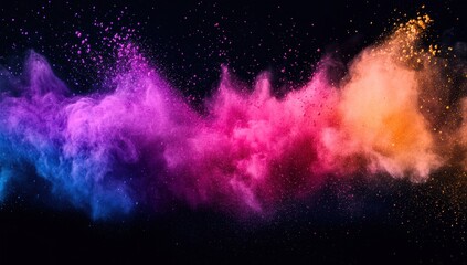 Naklejka premium Abstract colorful powder explosion on black background. Dynamic bursts of vibrant hues
