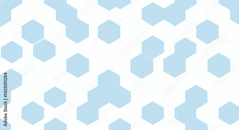Aufkleber light blue hexagons and white space interweave to create a modern geometric pattern