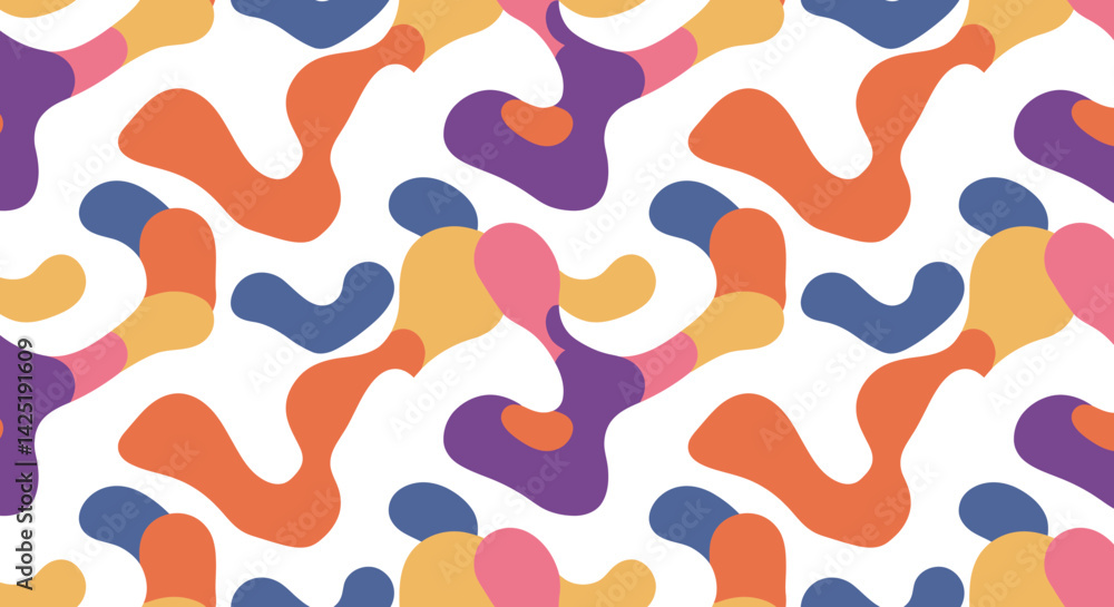 Aufkleber retro blobs pattern seamless colorful playful design on white backdrop