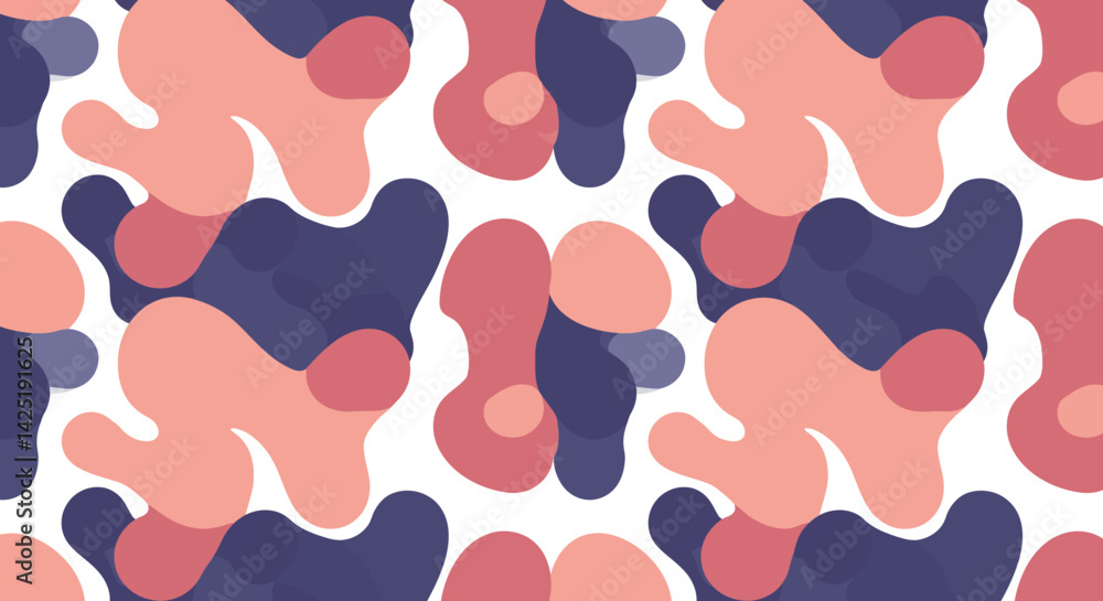 Aufkleber retro blobs of pink violet dance in an abstract organic pattern on a white background