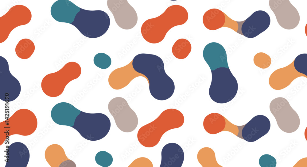 Aufkleber retro blobs pattern seamless colorful playful design on white backdrop