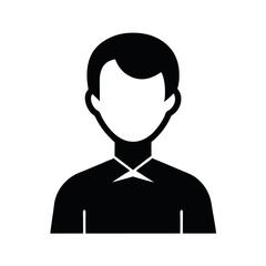 Single Man Icon Vector Silhouette on White Background
