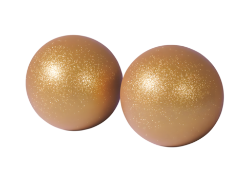 Two Golden Spheres With Glitter Isolated on Transparent Background 3D Render