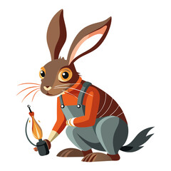 Watercolor hare, isolated, Hare welder watercolour image, clipart on white background
