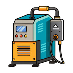 Welding Machine Collection Welding Process Depicted on White Background
